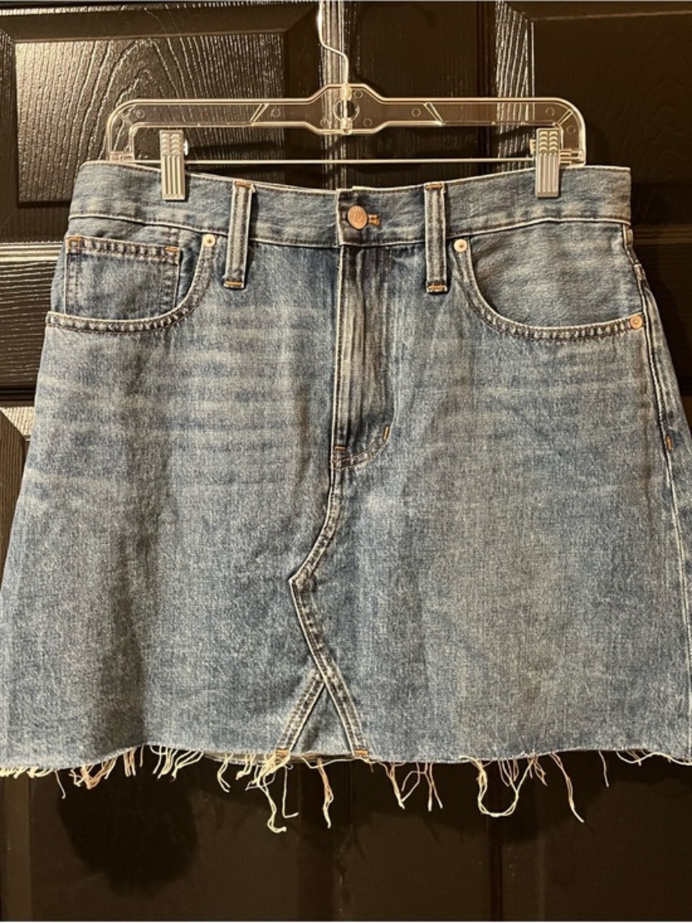 Madewell Rigid Denim Raw Hem Denim Mini Skirt